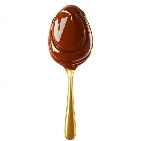 金色蛋形勺巧克力酱
