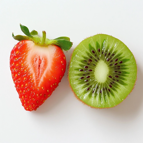 切半绿猕猴桃与草莓