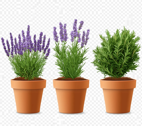 盆栽迷迭香薰衣草植物透明背景