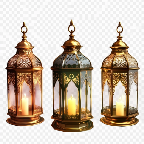 3个斋月灯笼透明背景