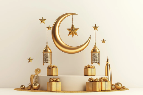 金色新月与星星礼品盒