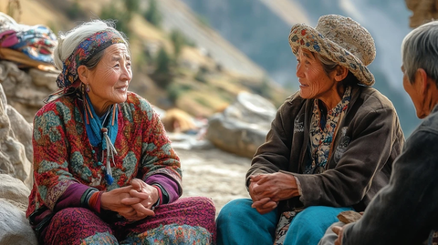高原妇女交谈