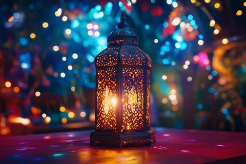 斋月灯笼与星光背景