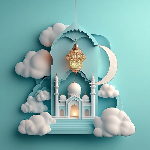 开斋节灯笼与清真寺