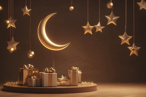 金色新月与星星礼品盒