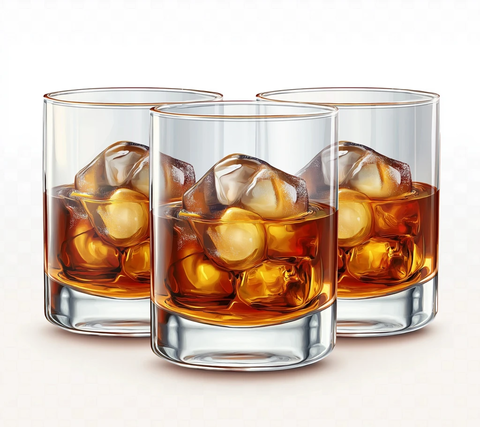 威士忌玻璃杯与冰球