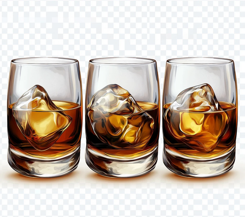 威士忌玻璃杯与冰球