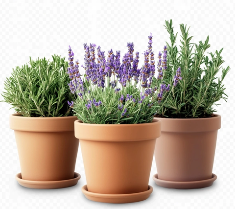 薰衣草和迷迭香盆栽