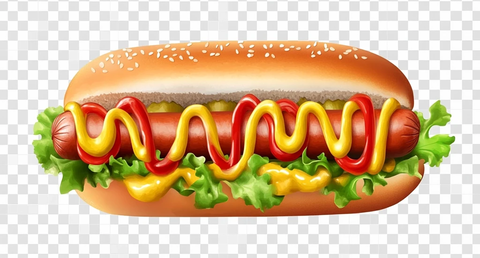 热狗配芥末番茄酱