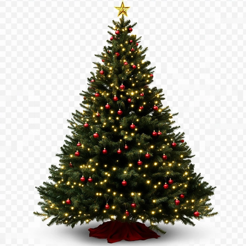 圣诞树灯光红莓装饰