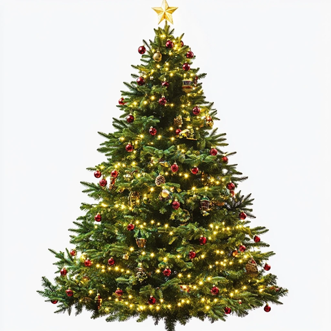 圣诞树灯光红莓装饰