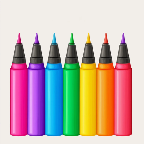 彩色标记笔透明背景矢量图