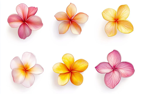 六种不同风格的鸡蛋花