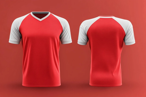 红白足球球衣设计模板
