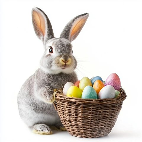 灰白兔与彩蛋篮