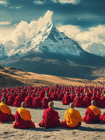 雪山下的僧人群像