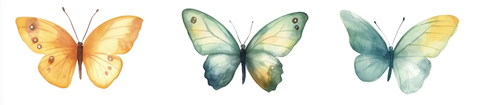三只蝴蝶水彩画