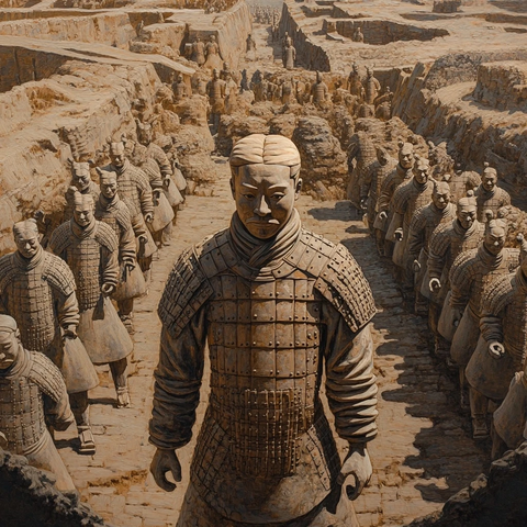 兵马俑坑的壮观景象