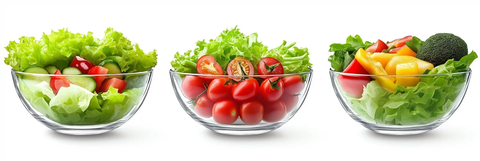 玻璃碗装新鲜蔬菜沙拉