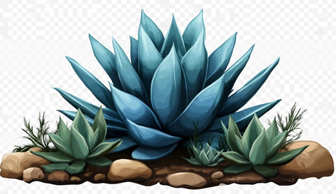 蓝色龙舌兰植物透明背景