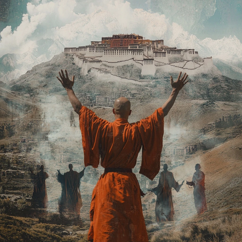 布达拉宫前的僧人