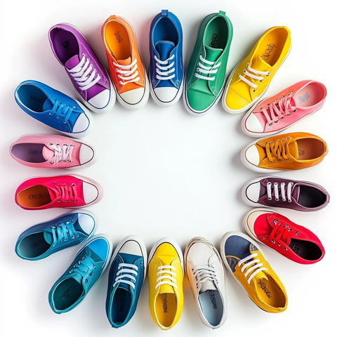 彩色鞋子空框排列