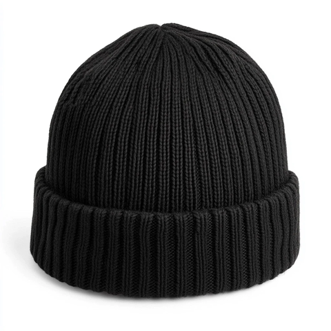黑色罗纹针织帽
