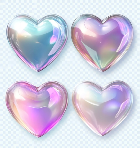 三颗虹彩全息心形