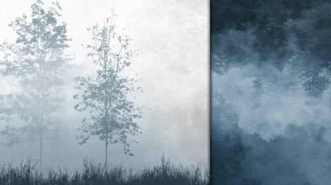 灰蓝阴影中的树木