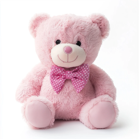 粉色波点领结泰迪熊