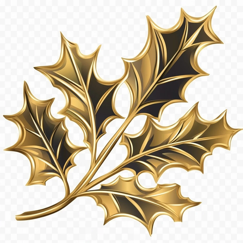 金色冬青叶剪影