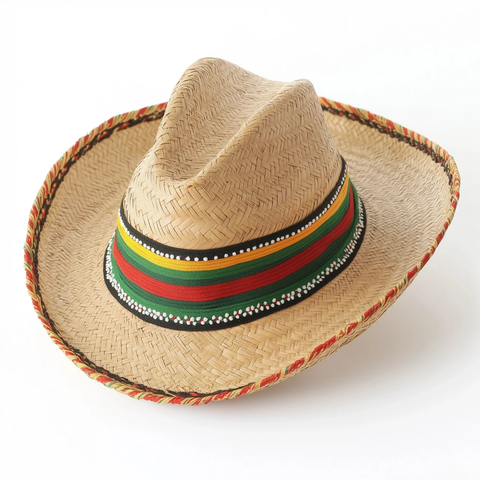 条纹刺绣草帽