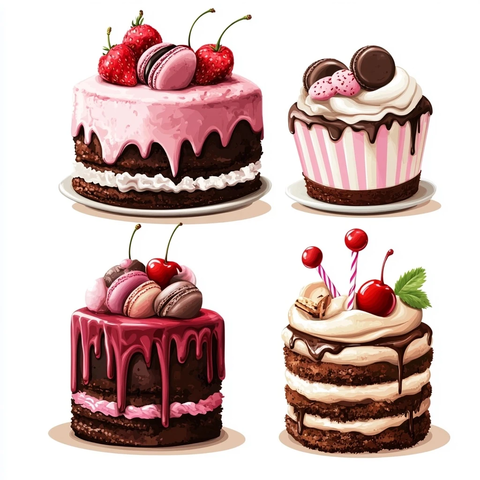 三款蛋糕透明背景