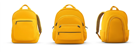 黄色学校背包三视图