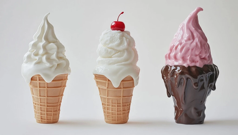 三种冰淇淋锥