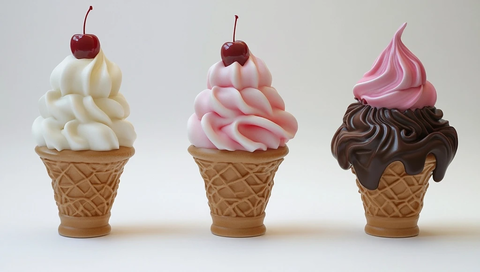 三种冰淇淋锥