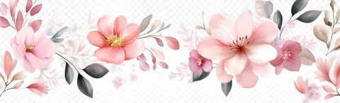 水彩粉色花卉元素