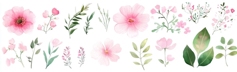 水彩粉色花卉元素