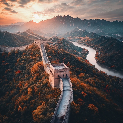 秋江伴长城
