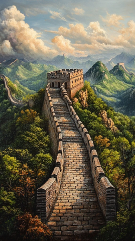 油画长城