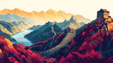 多彩山林中的长城