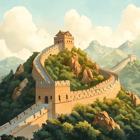 青山环抱长城图