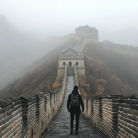雾中漫步长城