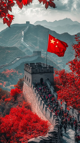 长城上的中国红
