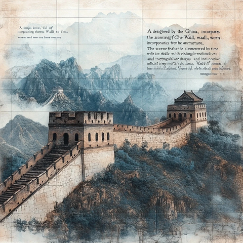 复古风格长城图