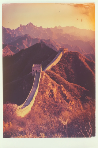 夕照长城美