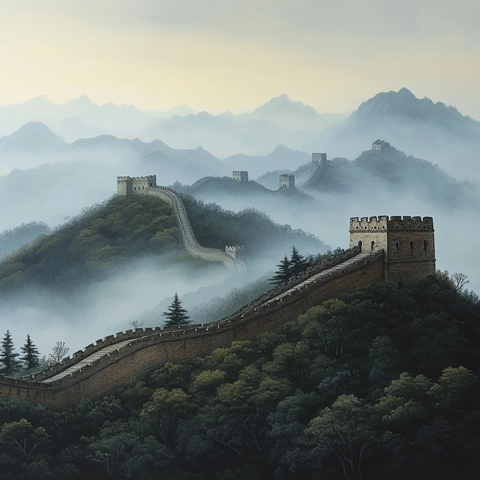 雾绕长城秀