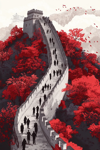 红枫与长城