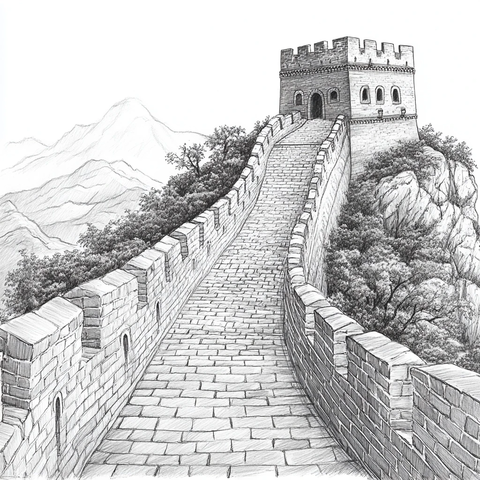素描长城