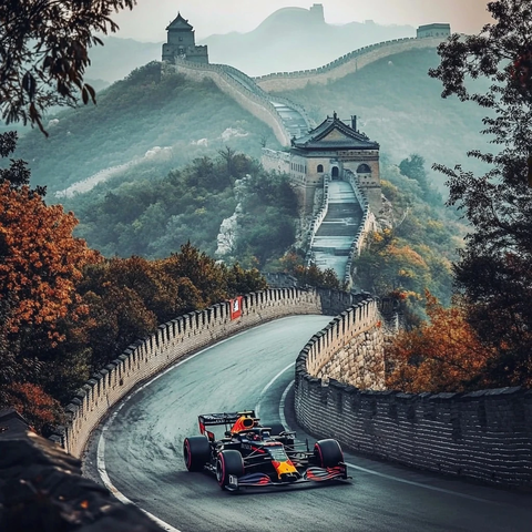 长城赛道上的赛车